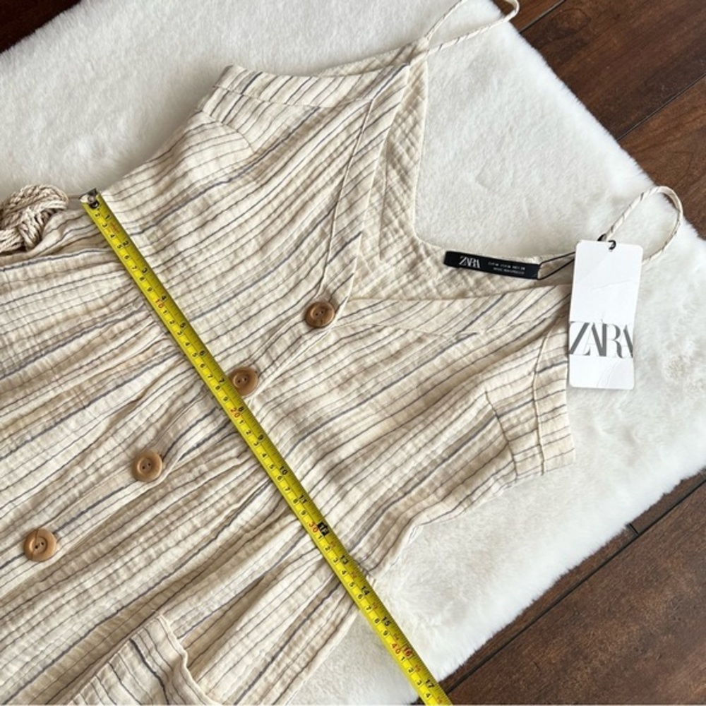 Zara Belted Striped Dress Beige Size Medium NWT - Picture 15 of 16